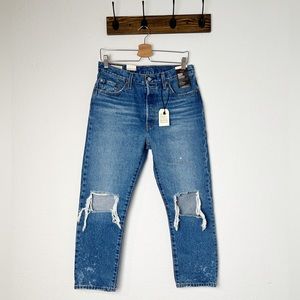 Levi’s 501 Original Cropped Distressed Jeans